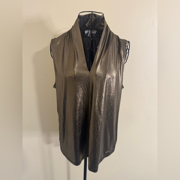 Nine West Tops - NWT Nine West Metallic Gold Shimmer Sleeveless Top Size Large